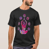 Yoga Meditation Pose with Spirals in Red and Pink Tシャツ (正面)