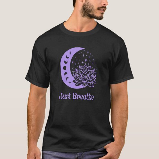 Yoga Moon Phase Lotus Flower Reiki Meditation Just Tシャツ (正面)
