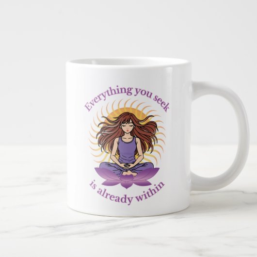 Yoga Mug – Spiritual Gift for Women, Calm Vibes ジャンボコーヒーマグカップ (右)