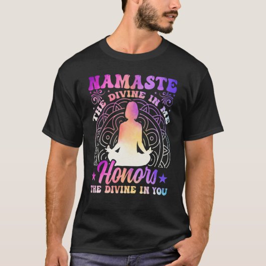 Yoga Namaste the Divine in Me Spiritual Yoga Medit Tシャツ (正面)