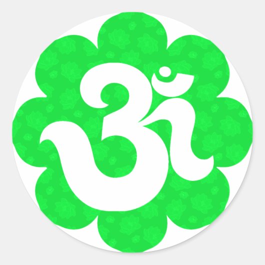 Yoga Om in Lotus green ラウンドシール (正面)