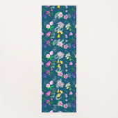 Yoga para mujer con delicadas flores sobre azul ヨガマット (正面)