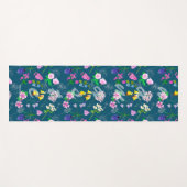 Yoga para mujer con delicadas flores sobre azul ヨガマット (正面(横))