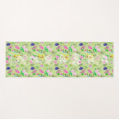 Yoga para mujer con delicadas flores sobre verde ヨガマット (正面(横))