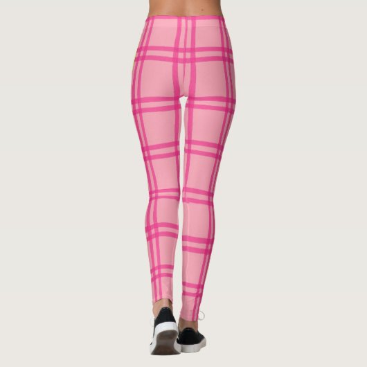 Yoga Pilates Barre Jiu Jitsu Customised Pink Check レギンス (裏面)