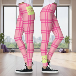 Yoga Pilates Barre Jiu Jitsu Customised Pink Check レギンス