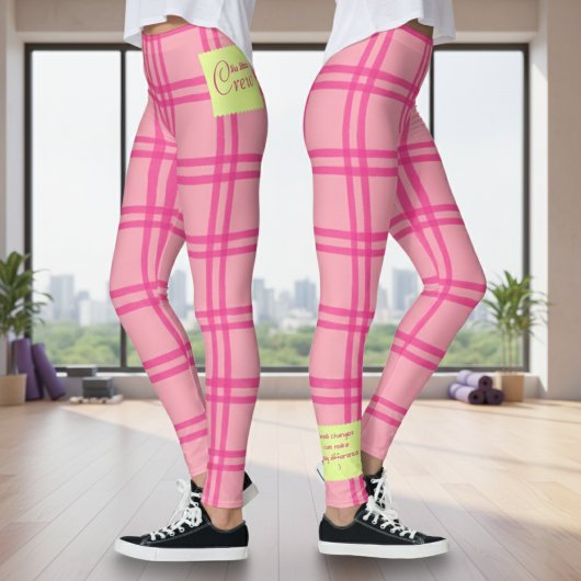 Yoga Pilates Barre Jiu Jitsu Customised Pink Check レギンス