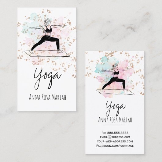 *~* Yoga Pose AP33 Rainbow Spiritual Chakra 名刺 (正面/裏面)