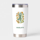Yoga pose retro swirls name 保温保冷タンブラー (背面)
