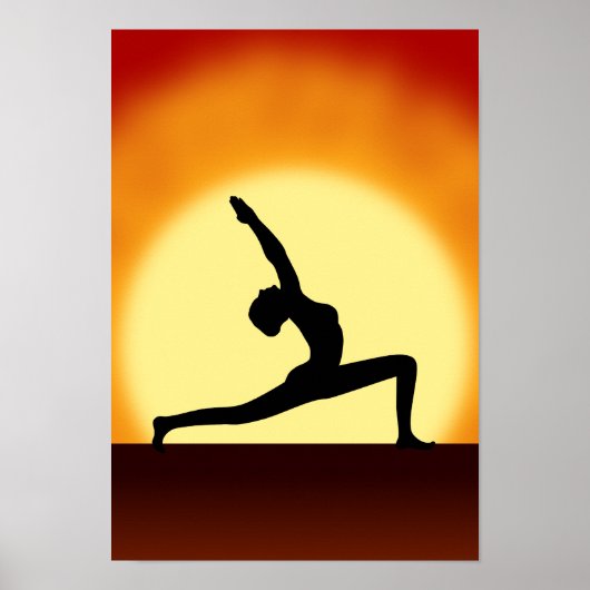 Yoga Pose Silhouette Sunrise Portrait Art Prints ポスター (正面)