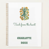 Yoga pose swirls green orange slogan retro 2026 プランナー手帳 (正面)