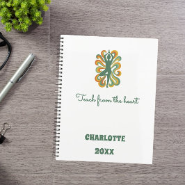 Yoga pose swirls green orange slogan retro 2026 プランナー手帳