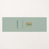 Yoga pose swirls retro green orange name slogan ヨガマット (正面(横))