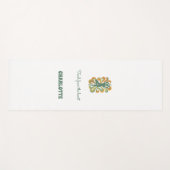 Yoga pose swirls retro green orange name slogan ヨガマット (正面(横))