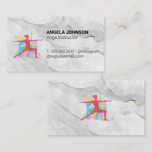 Yoga Posesロゴ | 大理石 名刺 (正面/裏面)