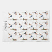 Yoga Poses Colorful Workout Pattern With Name キッチンタオル (横)
