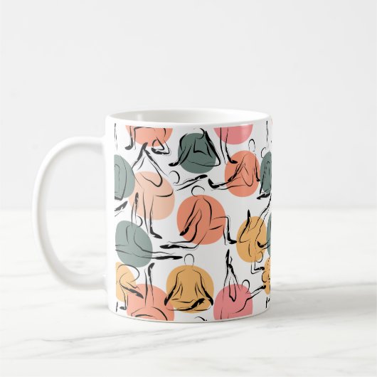 Yoga poses pattern | Yoga seamless pattern 13 コーヒーマグカップ (左)