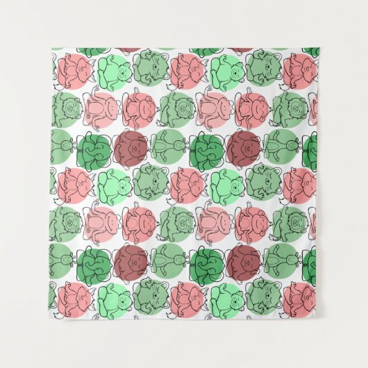 Yoga poses pattern | Yoga seamless pattern 18 タペストリー (正面(横))