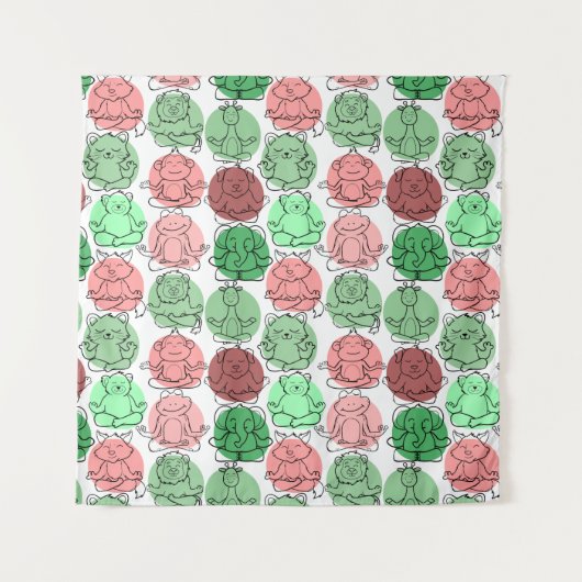 Yoga poses pattern | Yoga seamless pattern 18 タペストリー (正面)