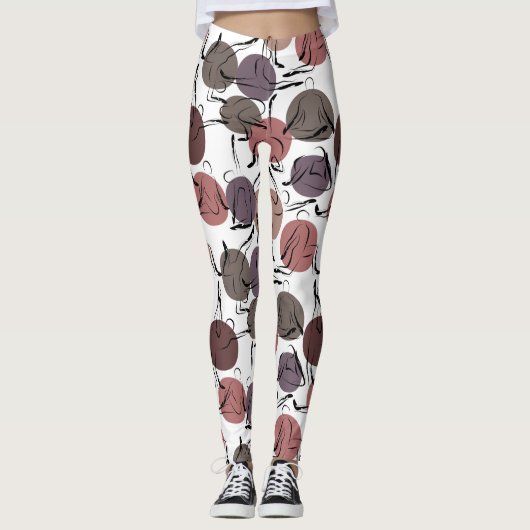 Yoga poses pattern | Yoga seamless pattern 22 レギンス (正面)