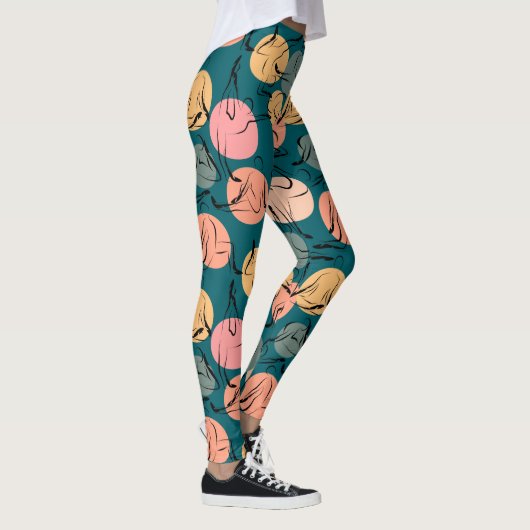 Yoga poses pattern | Yoga seamless pattern 23 レギンス (右)