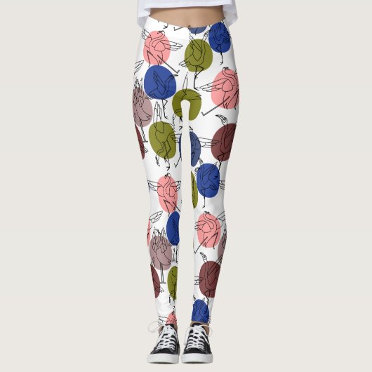 Yoga poses pattern | Yoga seamless pattern 34 レギンス (正面)