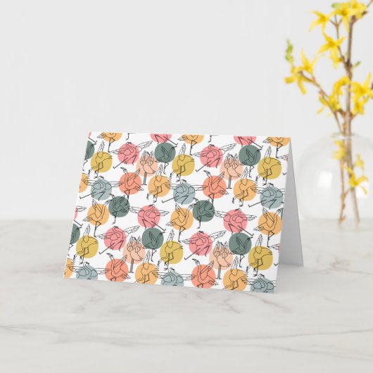 Yoga poses pattern | Yoga seamless pattern 37 カード (黄色い花)