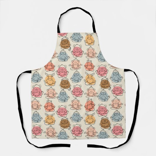 Yoga poses pattern | Yoga seamless pattern 42 エプロン (正面)
