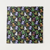 Yoga poses pattern | Yoga seamless pattern 45 タペストリー (正面)