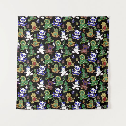 Yoga poses pattern | Yoga seamless pattern 45 タペストリー (正面)