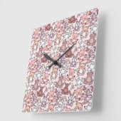 Yoga poses pattern | Yoga seamless pattern 48 スクエア壁時計 (傾斜)