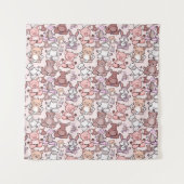 Yoga poses pattern | Yoga seamless pattern 48 タペストリー (正面)