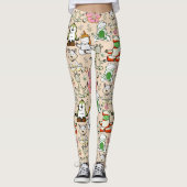 Yoga poses pattern | Yoga seamless pattern 52 レギンス (正面)