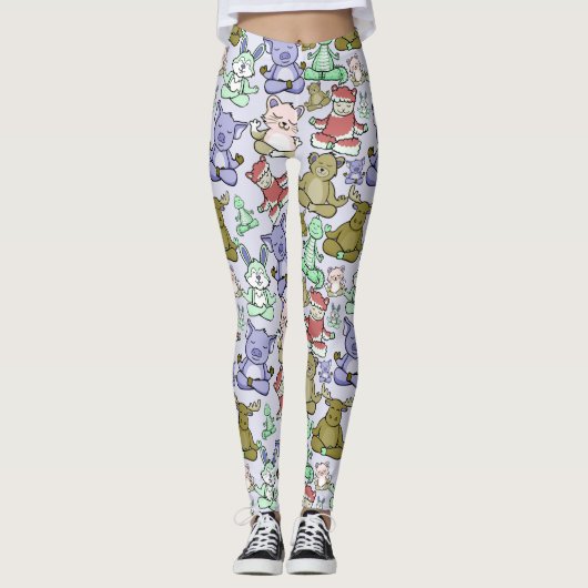 Yoga poses pattern | Yoga seamless pattern 60 レギンス (正面)