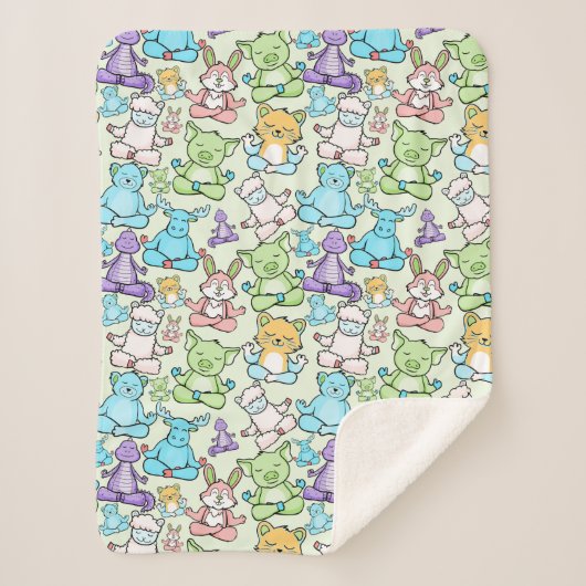 Yoga poses pattern | Yoga seamless pattern 63 シェルパブランケット (正面)