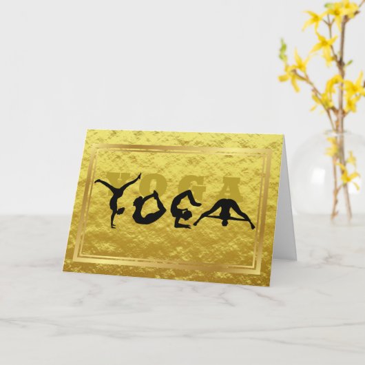 Yoga Positions Golden Greeting Card カード (黄色い花)