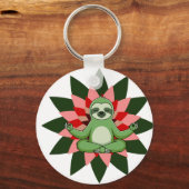 Yoga Relaxation with Elegant Floral Art キーホルダー (正面)