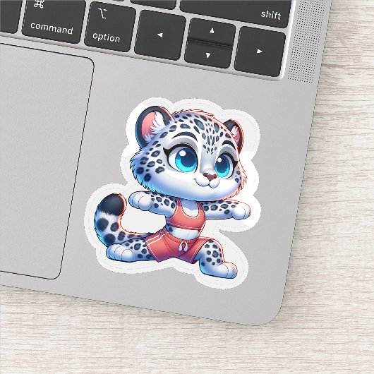 Yoga Sport Kawaii Anime Snow Leopard Sticker  シール (詳細)