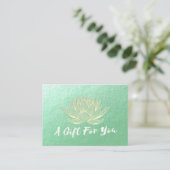 YOGA Studioインストラクターギフト証明書金ゴールドロータス 割引カード (スタンド正面)