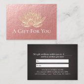 YOGA Studioインストラクターギフト証明書金ゴールドロータス 割引カード (正面/裏面)