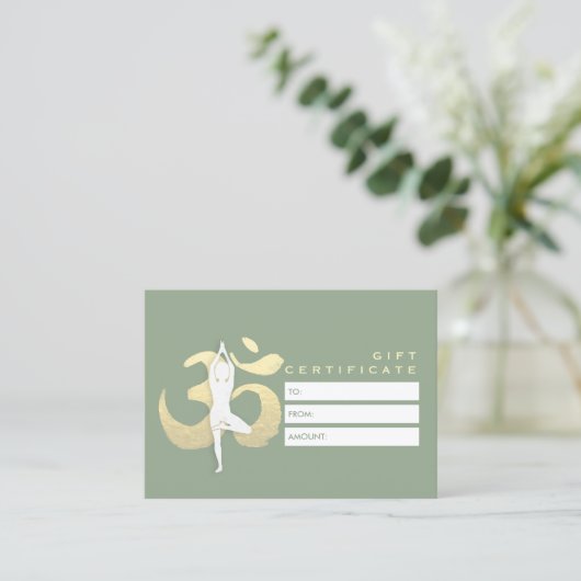 YOGA Studioギフト証明書ツリーポーズOMシンボル 割引カード (スタンド正面)