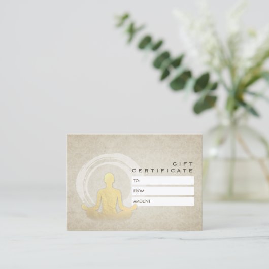 YOGA Studioギフト証明書簡単ポーズZENシンボル 割引カード (スタンド正面)