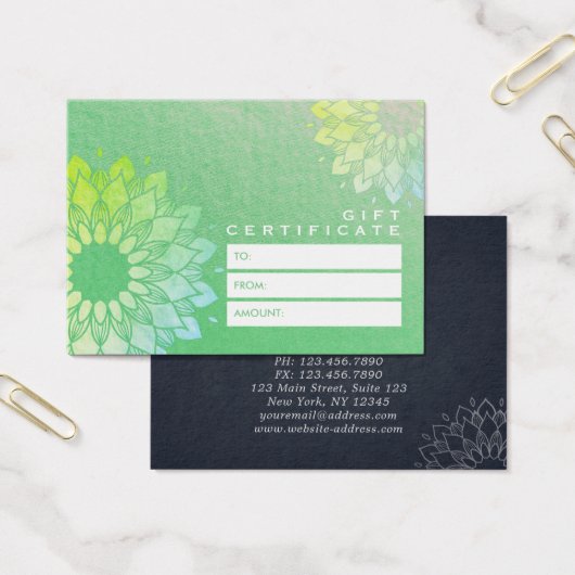 YOGA Studioギフト証明書金ゴールド曼荼羅花 (オフィス)