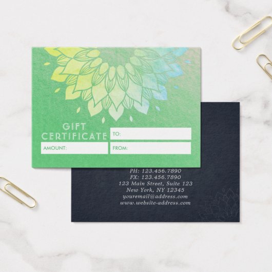 YOGA Studioギフト証明書金ゴールド曼荼羅花 (オフィス)