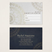 YOGA Studioギフト証明書青と金ゴールド曼荼羅 (正面&裏面)