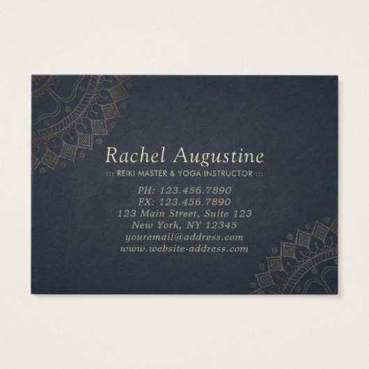 YOGA Studioギフト証明書青と金ゴールド曼荼羅 (裏面)