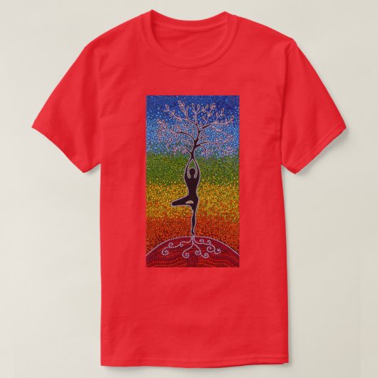 Yoga Tree of LifeヴィンテージガールメディテーションYoga Lov Tシャツ (デザイン正面)