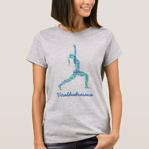 Yoga Warrior Pose In Shades of Blue Tシャツ
