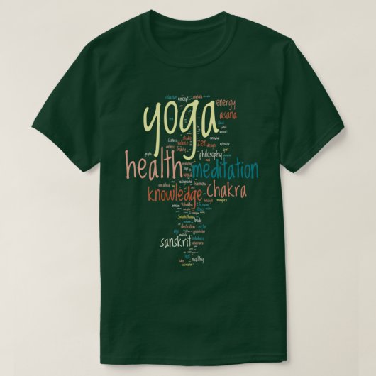 YOGA Wordクラウド概念ベクトルイラストレーションon bla Tシャツ (デザイン正面)