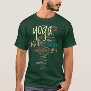 YOGA Wordクラウド概念ベクトルイラストレーションon bla Tシャツ